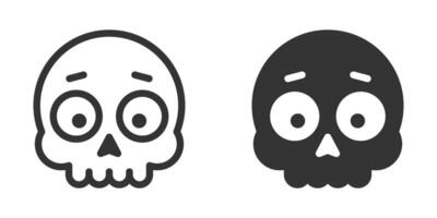Outlined and solid skull icons with a friendly, cartoonish design. Suitable for Halloween, danger signs, or Day of the Dead themes. vector