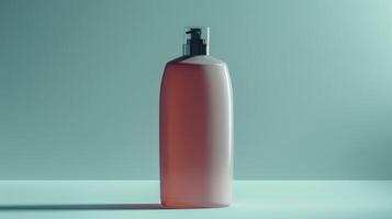 A bottle of perfume is sitting on a table photo