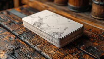 A stack of cards with a marble pattern on them photo