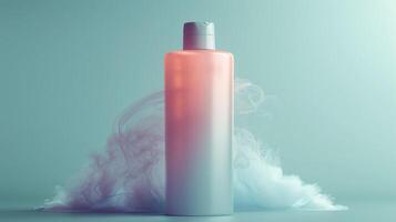 A bottle of perfume is on top of a pile of white powder photo