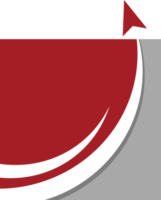 A red and black logo with a curved arrow png