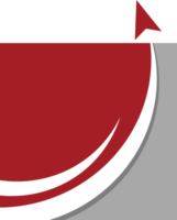 A red and black logo with a curved arrow png