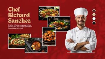 red elegant cooking influencer facebook cover template