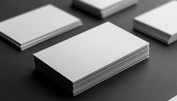A stack of white business cards with a black background photo