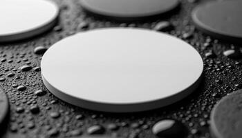 A white circle is surrounded by black circles photo
