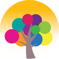 A colorful tree with many different colored balls on it png