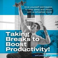 Taking Breaks to Boost Productivity in Work Life Balance for Linkedin Post template