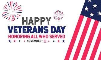 National Veteran Day template with United States of American flag. Holiday concept with text inscription, perfect for background, Greeting Card, Poster, Banner, Web and vector