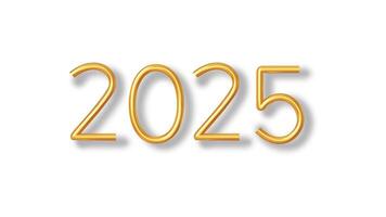 Elegant 3D Golden 2025 Typography in Minimalistic Line Art Style - Perfect for New Year, Futuristic, illustration vector