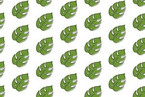 green monstera leaf seamless pattern. green monstera leaves pattern background. doodle monstera leaves pattern background. seamless patterns with green leaves of monstera. vector
