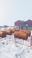 antarctic base set in a natural harbor in front of the Antarctic Peninsula video