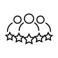 People group with 5 stars outline icon premium product quality rating flat logo. Team work symbol. Group of humans sign For your web site design, logo, app, UI. illustration vector