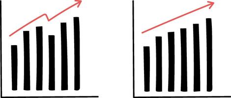 Set graphs, set bar charts. Graph going up, down vector