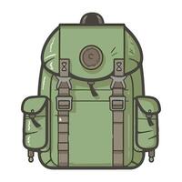 A green backpack with straps and a buckle vector