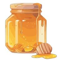 Honey jar with honey and honeycomb illustration vector