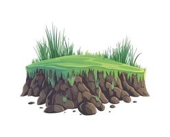 illustration of a small stump with grass and rocks vector