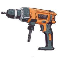 An orange drill with a black handle on it vector
