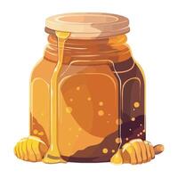 Honey jar with honey and honeycomb illustration vector