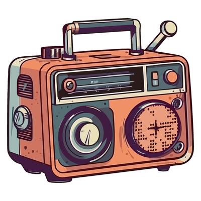 old fashioned boom box an analog audio isolated