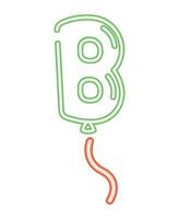 A neon balloon with the letter b on it vector