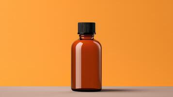 A bottle of perfume is sitting on a table photo