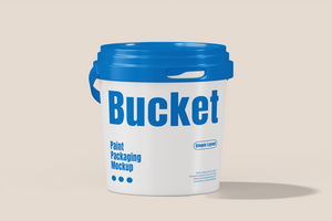A plastic paint bucket design, featuring a clean, modern look, ideal for branding and display psd