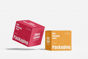 A box packaging design with a clean, minimalist look, suitable for branding and product presentation. The box is simple, with sharp edges and natural lighting psd