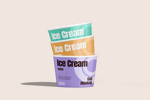 A simple ice cream cup design, ideal for branding and product display. The cup has a modern look, suitable for various ice cream flavors psd