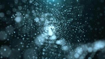Abstract rotating surface made of particles. High-tech futuristic spiral. Rotating background. traveling through a tunnel of bright digital particles video