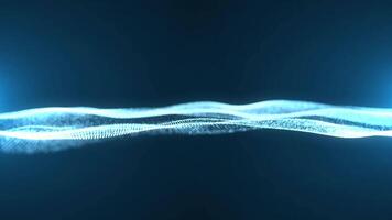 Abstract digital glowing wave of particles and dots moving on blue background, big data visualization, futuristic and digital background, 3D, 4K, seamless loop video