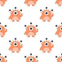 Children's pattern with a cute monster. Seamless pattern vector
