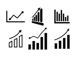 Business growth chart icon set vector