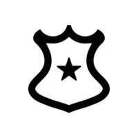 A black and white icon of a shield with a star vector
