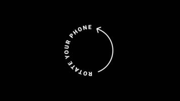 drehen Ihre Telefon zu Landschaft Orientierung. drehen Ihre Gerät von Vertikale zu horizontal. Gliederung Symbol Animation auf schwarz Hintergrund zum Sozial Medien video