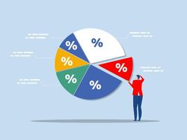 businessman manage Investment asset allocation and rebalance financial planner to arrange pie chart as rebalancing investment portfolio to suitable for risk and return concept vector