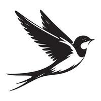 Silhouette of a flying swallow bird in white background. vector