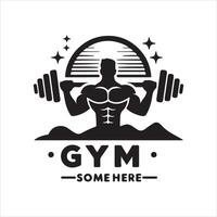 Muscular bodybuilder with dumbbells exercising cut out silhouette vector