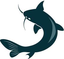 Catfish silhouette isolated on white background. vector