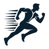 Silhouette of a running man in motion. vector