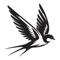 Silhouette of a swallow bird in white background. vector