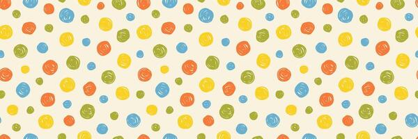 Seamless pattern of hand drawn, simple and freehand spots and circles, background wallpaper print vector