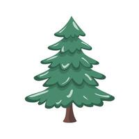 Evergreen coniferous tree spruce. Isolated forest pine tree. Cartoon flat style. Symbol of Christmas and New Year illustration. vector