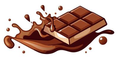 Chocolate bar making a splash in melted chocolate- vector