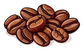 Roasted coffee beans piled up on white background- vector