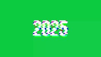 2024 to 2025 animation with effect glitch rgb and background green screen video