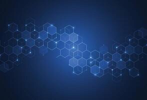Abstract science template background. Technology lines and dots connection. Wallpaper or banner with a DNA molecules. vector
