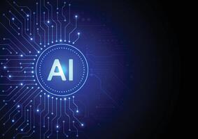Artificial intelligence on circuit board in futuristic technology concept artwork for web, banner, card, cover. illustration vector