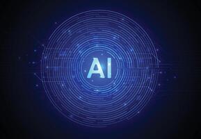Artificial intelligence circle on board in futuristic concept technology artwork. Communication and data network vector