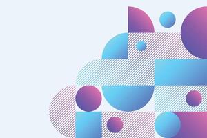 An engaging composition of geometric forms combining circles and straight edges in purple and blue hues, accented with detailed line patterns for a dynamic effect vector