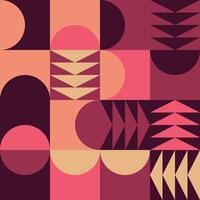 A seamless geometric pattern featuring abstract colorful shapes in shades of pink and burgundy, creating a simple yet creative wallpaper background vector